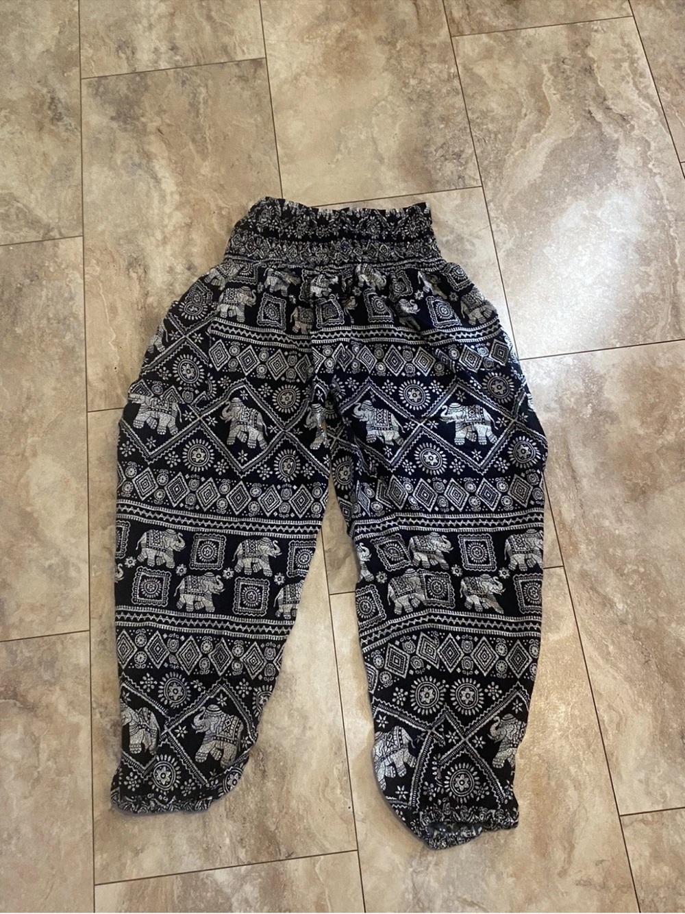 Banjamath® Women's Smocked Waist Harem Hippie Boho Yoga Palazzo Casual Pants